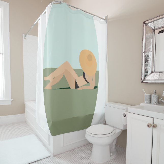 Eine Frau am Strand Duschvorhang (Beispiel)