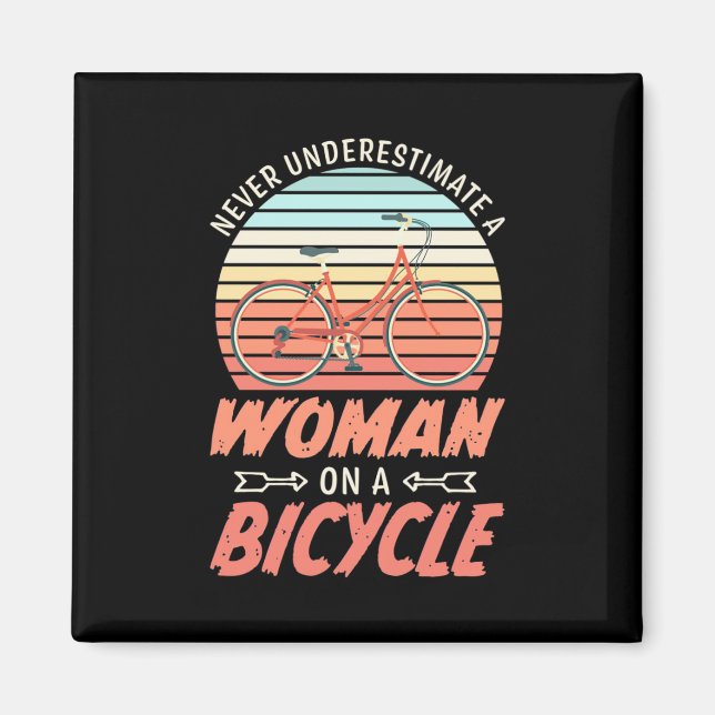 Eine Frau auf dem Fahrrad Magnet (Vorne)