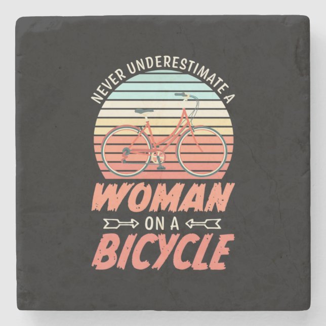 Eine Frau auf dem Fahrrad Steinuntersetzer (Vorderseite)