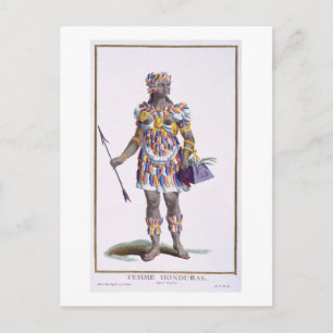 Eine Frau aus Honduras, 1780 (farbige Gravur) Postkarte