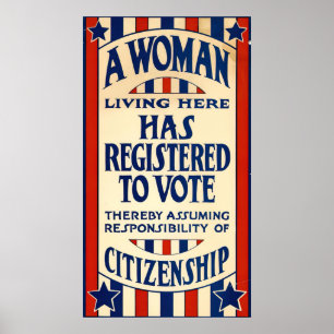 Eine Frau, die hier Plakat lebt