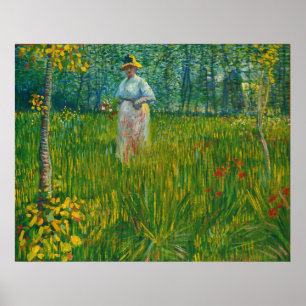 Eine Frau, die in Gartenposter XXL Van Gogh spazie Poster