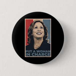 Eine Frau, die Kamala Harris für den Präsidenten l Button