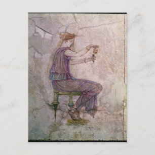 Eine Frau, die Parfüm in einen Phial gießt Postkarte