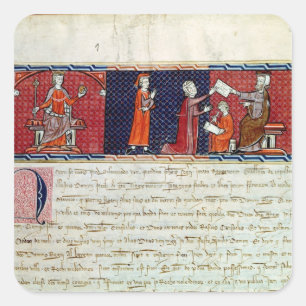 Eine Frau, die vorher einen Eid leistet Quadratischer Aufkleber