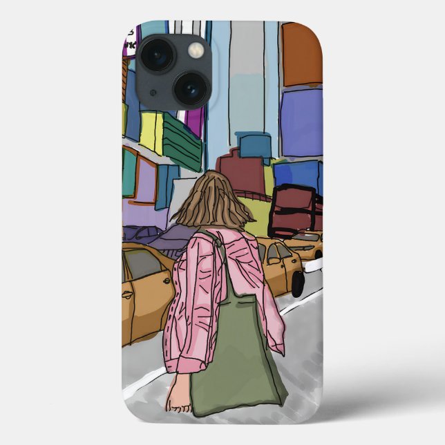 Eine Frau geht eine belebte, von der Straße gesäum Case-Mate iPhone Hülle (Rückseite)