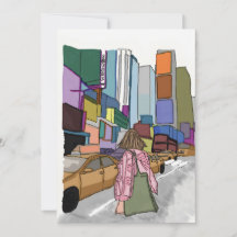 Eine Frau geht eine belebte, von der Straße gesäum