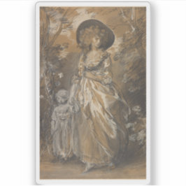 Eine Frau im Garten mit Kind Aufkleber