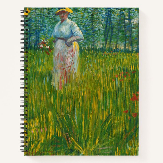 Eine Frau im Garten spazieren - Vincent van Gogh Notizbuch (Vorderseite)