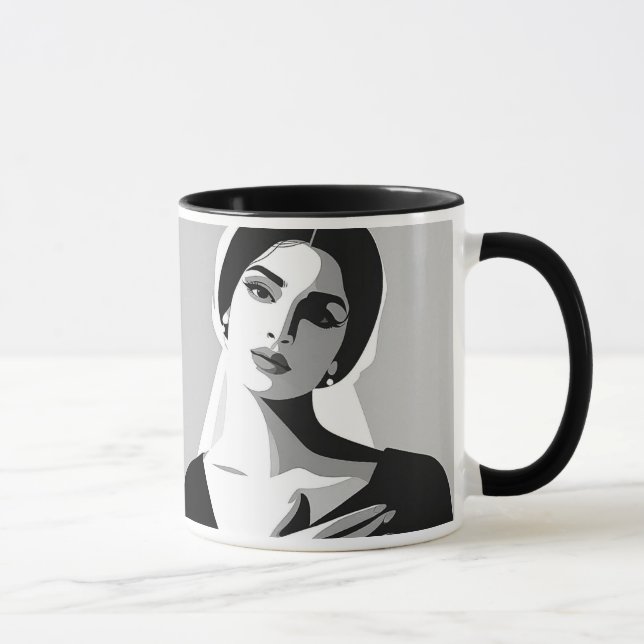 Eine Frau im Schatten und im Licht. Tasse (Rechts)