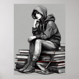 "Eine Frau in Rot, allein" Poster