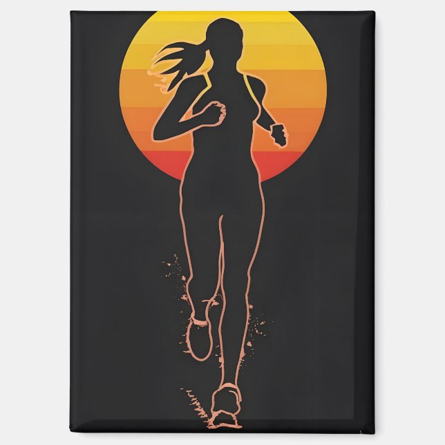 Eine Frau läuft und trainiert Magnet (Vorderseite)