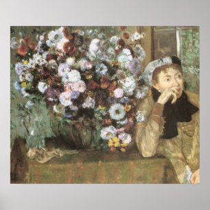 Eine Frau mit Chrysanthemen von Edgar Degas Poster