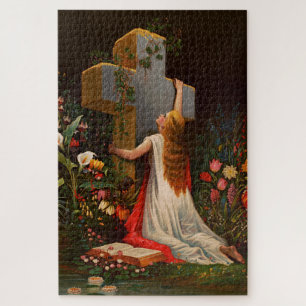 Eine Frau mit einem Kreuz betet Puzzle