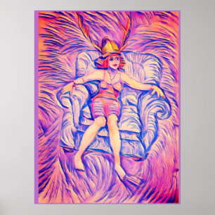 Eine Frau mit einem Samurai-Helm Poster