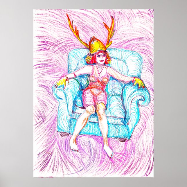 Eine Frau mit einem Samurai-Helm Poster (Vorne)
