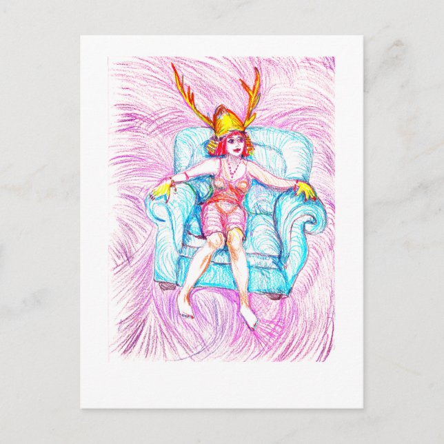 Eine Frau mit einem Samurai-Helm Postkarte (Vorderseite)