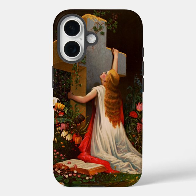 Eine Frau mit Kreuz betet. Case-Mate iPhone Hülle (Rückseite)