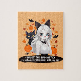 Eine Frau mit schwarzer Katze. Puzzle