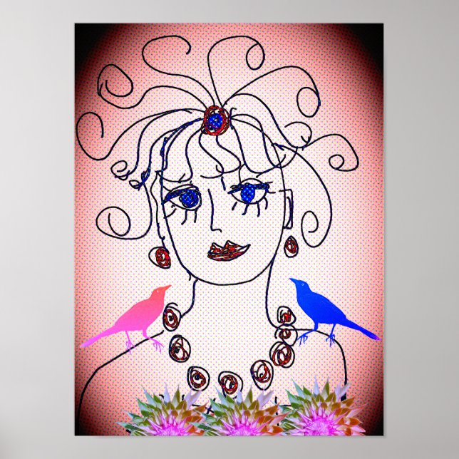 Eine Frau mit Vögeln Poster (Vorne)