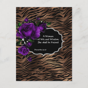 Eine Frau mit Weisheit und Weisheit Tiger Print Po Postkarte