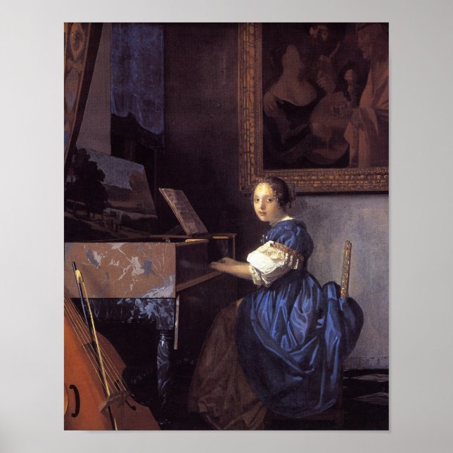 Eine Frau sitzt auf der Jungfrau Poster (Vorne)