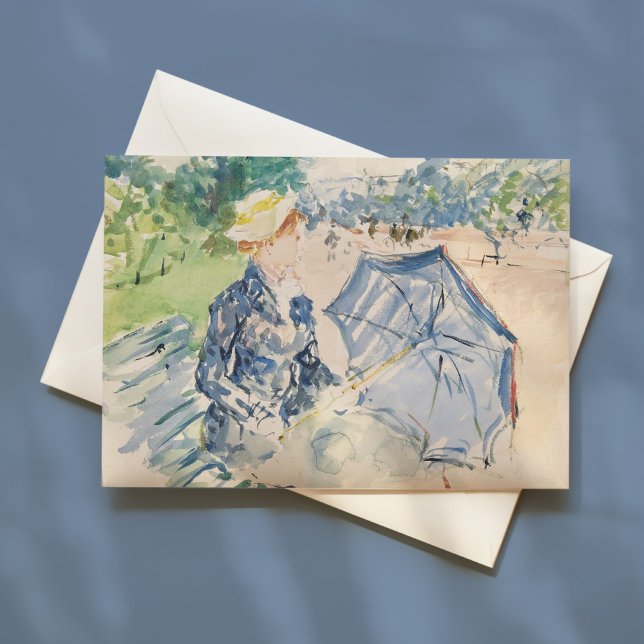 Eine Frau sitzt auf einer Bank | Berthe Morisot Karte (Von Creator hochgeladen)