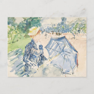 Eine Frau sitzt auf einer Bank   Berthe Morisot Postkarte