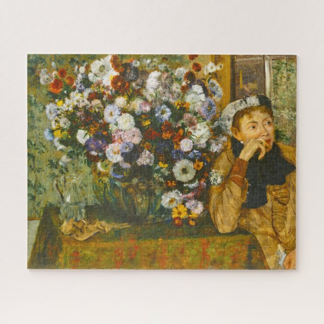 Eine Frau sitzt neben einer Vase von Blume Degas 1 Puzzle (Horizontal)