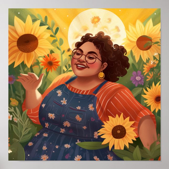 Eine Frau Stärke und Freude am Mondlichtgarten Poster (Vorne)