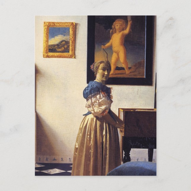 Eine Frau Stehend an der Jungfrau Postkarte (Vorderseite)