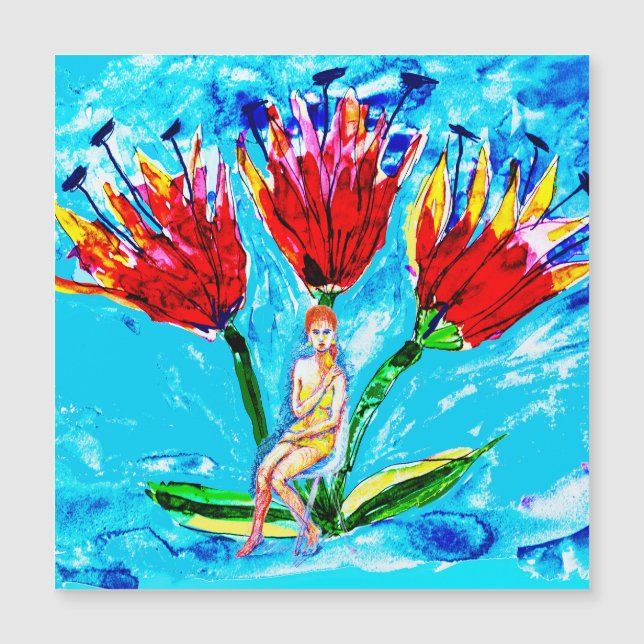 Eine Frau und Blume Magnetkarte (Vorderseite)