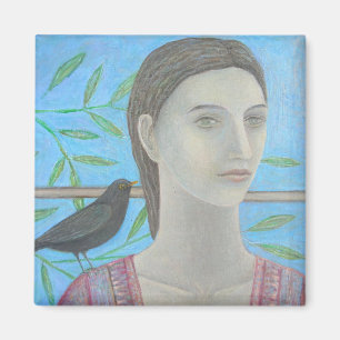 Eine Frau und ein Blackbird sind eine Magnet