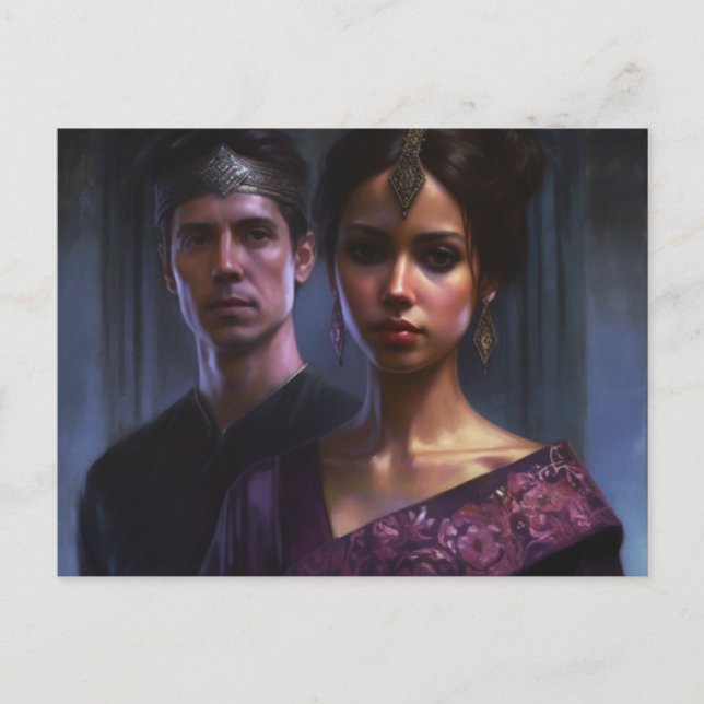 Eine Frau und ein Mann in königlicher Kleidung Lil Postkarte (Vorderseite)