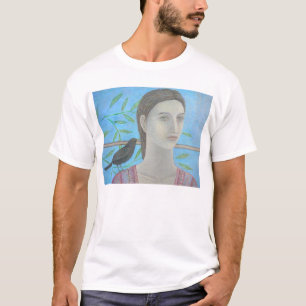 Eine Frau und eine Amsel sind eine T-Shirt