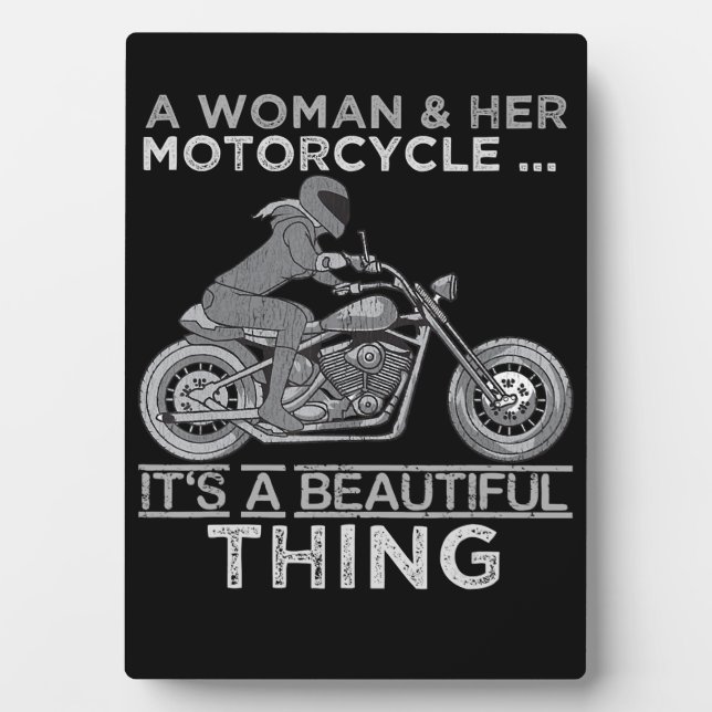 Eine Frau und ihr Motorrad-Kunstgeschenk für Biker Fotoplatte (Vorderseite)