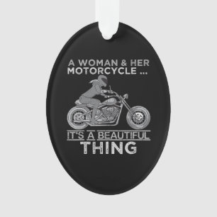 Eine Frau und ihr Motorrad-Kunstgeschenk für Biker Ornament