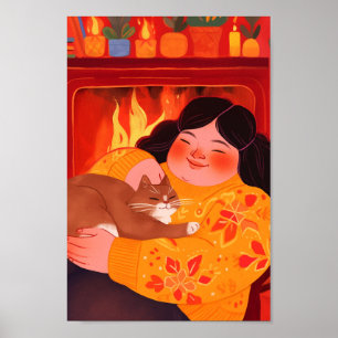 Eine Frau und ihre Katze Poster