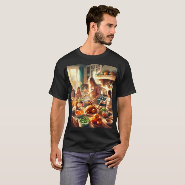 eine Frau und Kinder kochen in einer Küche T-Shirt (Vorne ganz)