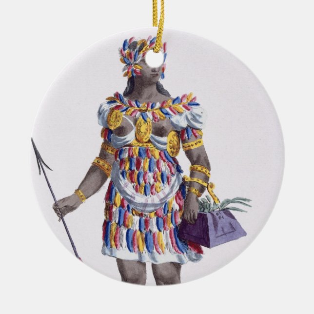 Eine Frau von Honduras, 1780 (farbiger Stich) Keramik Ornament (Vorne)