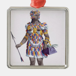 Eine Frau von Honduras, 1780 (farbiger Stich) Silbernes Ornament