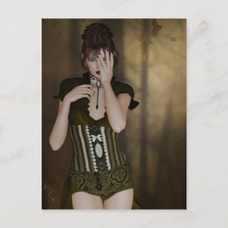 Eine Frau Warte: Digitale Portrait Gotische Kunstk Postkarte