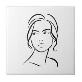 Eine Frauenfront Zeichne 4 Fliese