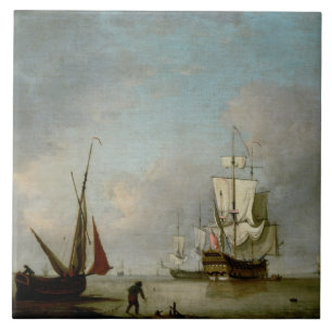 Eine Fregatte im ruhigen Wasser Fliese