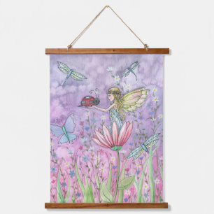 Eine freundliche Begegnung Fee und Schmetterling K Wandteppich Mit Holzrahmen