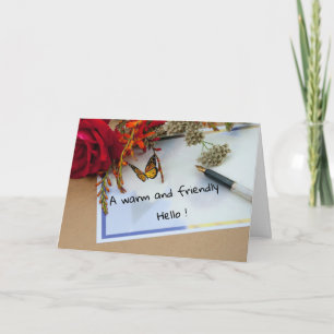 Eine freundliche, hallo geklappte Grußkarte Karte