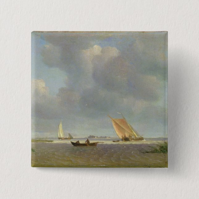 Eine frische Brise auf der Elbe, c.1830 Button (Vorderseite)
