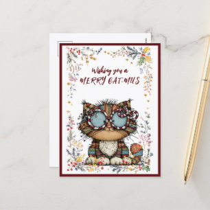 Eine frohe CAT-MUS-Weihnachtskarte wünschen Feiertagspostkarte