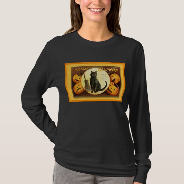 Eine frohe Halloween-Vintage Postkarte T-Shirt (Vorderseite)
