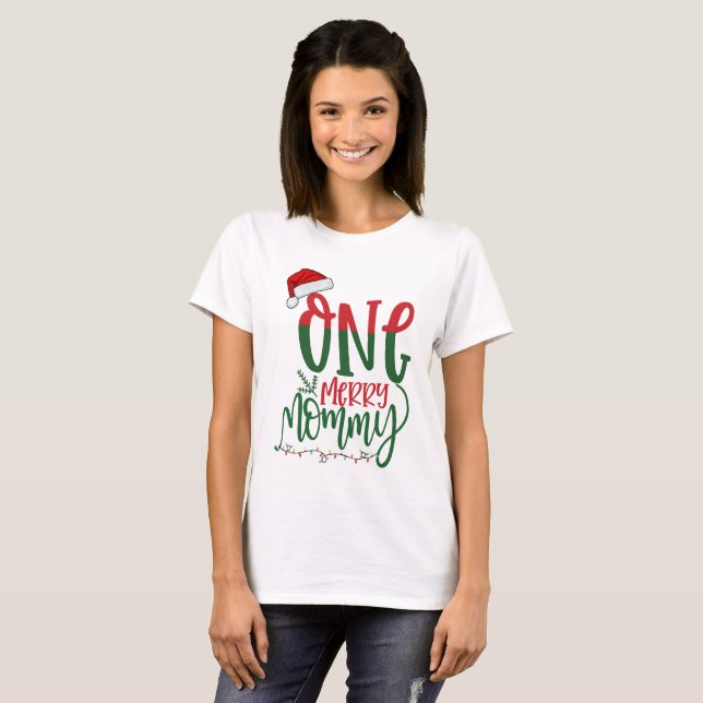 Eine frohe Mommy Familie passt Weihnachten T-Shirt (Vorne ganz)